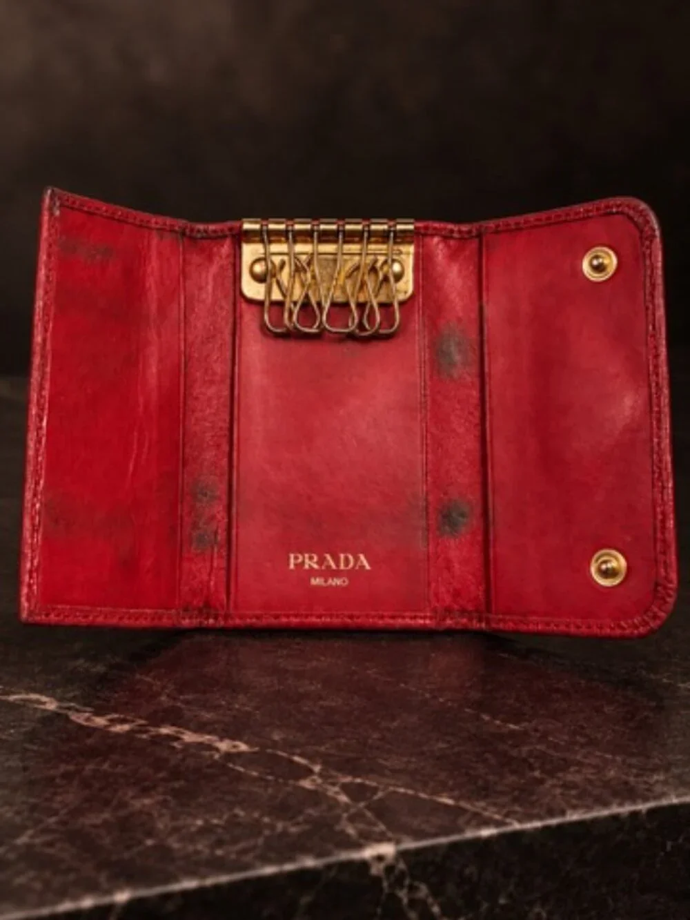 Prada red leather
